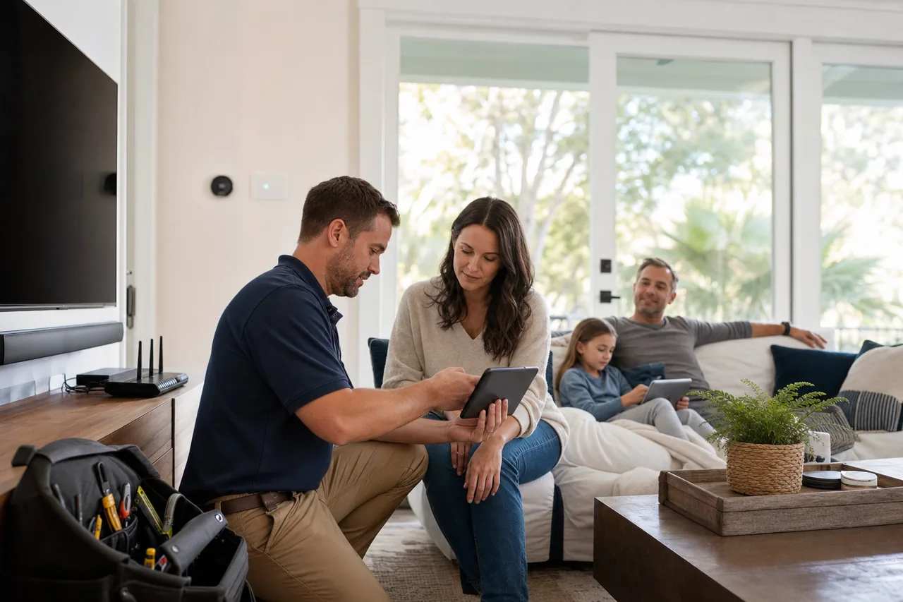Home technology walkthrough with a Jacksonville homeowner